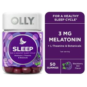 OLLY Sleep Gummy Supplement, 3mg Melatonin, L Theanine, Chamomile, Blackberry, 50 Count