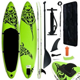 Inflatable Stand Up Paddleboard Set 144.1"x29.9"x5.9" Green