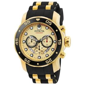 Invicta Pro Diver Chronograph Gold Dial Black Polyurethane Men's Watch 17566