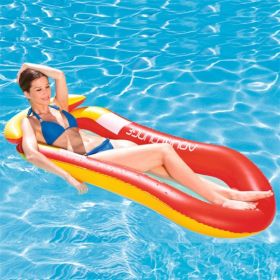 1pc Inflatable Floating Bed; Water Hammock Lounger For Summer Swimming Pool Party (Color: Red)