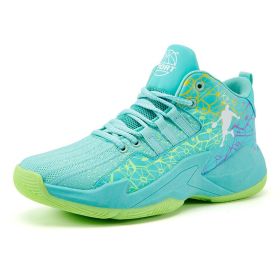 Men's breathable basketball shoes fashion non-slip combat sports shoes shock absorption student training sports shoes (Color: Green, size: 35)