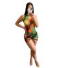 L285238-2 New Arrivals Summer Tie Dye Women Mesh See Through Sexy Skirt Set