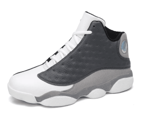 JJ tiger Couples 4 color Plus size High top basketball shoes (36-47 optional) (Color: Gray white, size: 44)