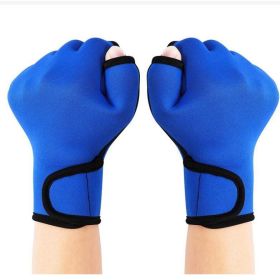 Aqua Fit Swim Training Gloves (Color: Blue, size: L)