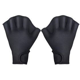 Aqua Fit Swim Training Gloves (Color: Black, size: L)