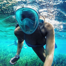 Full Face Snorkel Mask with Optional HD 1080P Action Sports Camera (Mask Color: Turquoise, Option: Mask Only)