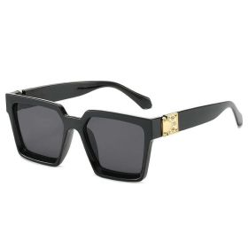 Oversized Square Sunglasses Women Luxury Brand Sunglasses Women Mirror Sun Glasses For Men Eyewear (Frame Color: As picture, Lenses Color: BlackGray)