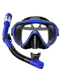 Enhanced Silicone Diving Set Antifog Mask Breathing Tube (Color: Blue, size: one-size)