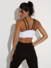 Faux Two Pieces Contrast Mesh Sports Bra, High Stretch Sleeveless Push Up Sexy Yoga Cropped Tank Top, Women's Activewear